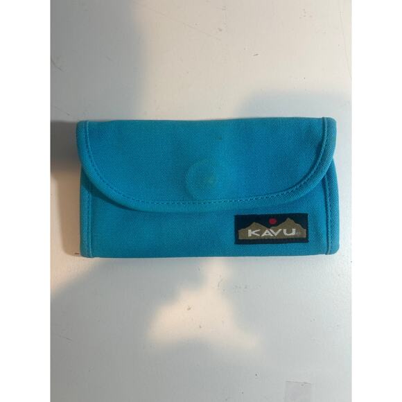 Kavu Big Spender Mondo Trifold Wallet Travel Organizer blue Canvas Clutch - Picture 1 of 3